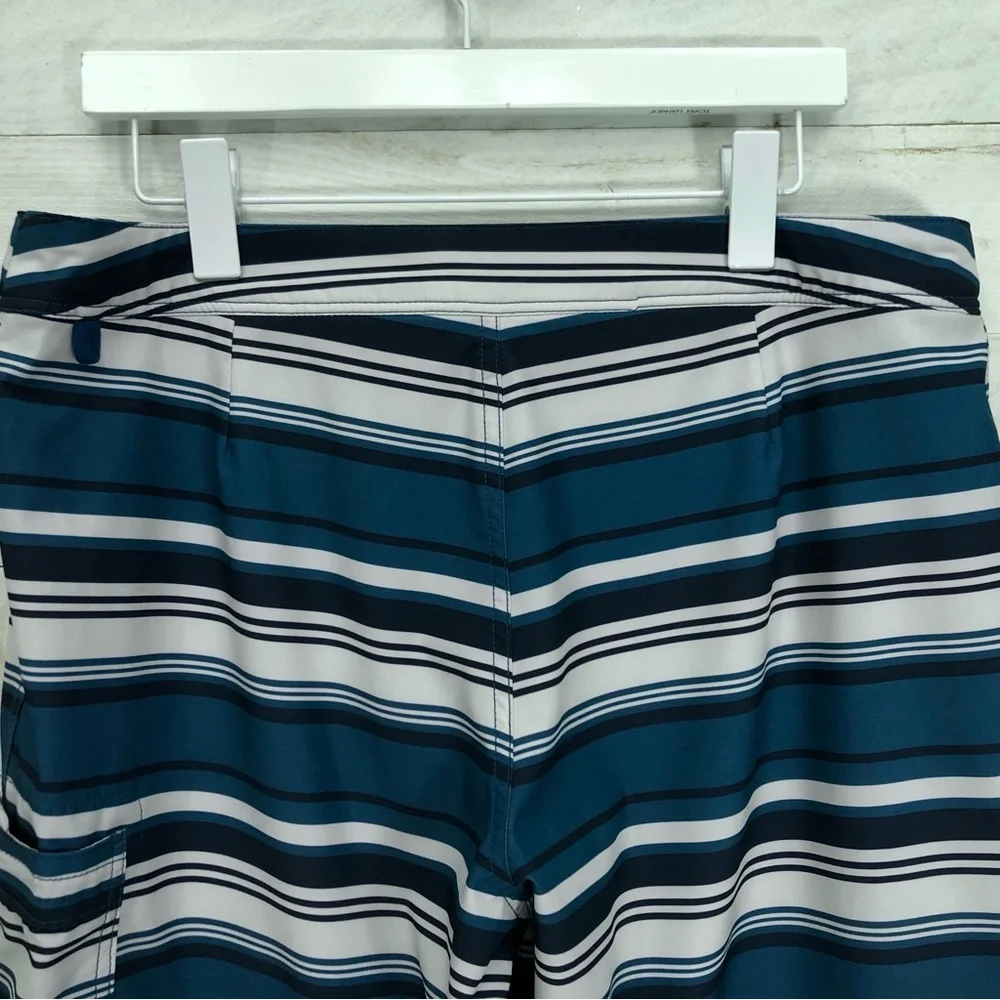 J. Crew Striped Swim Trunks Shorts • Sz 34 • Blue • EUC